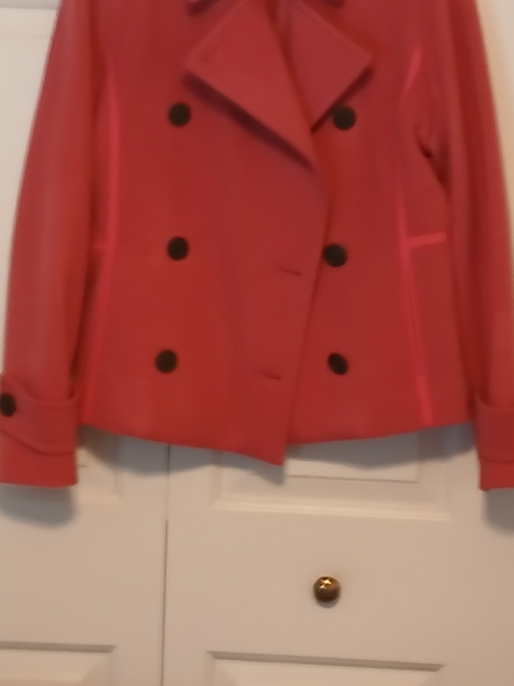 Women's Double-Breasted Hot Pink Peacoat Jacket